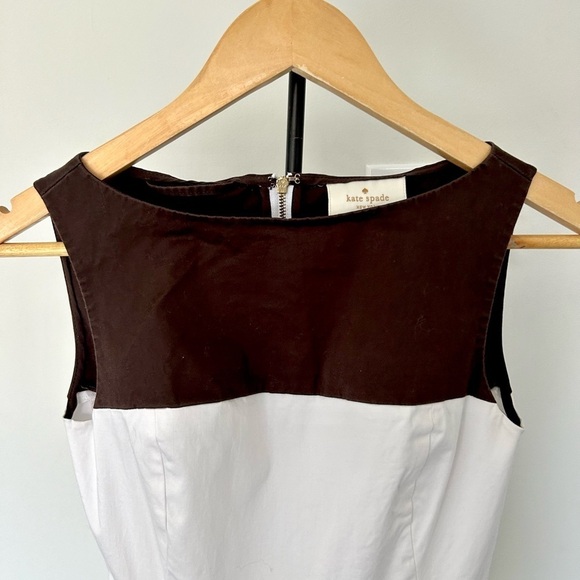 Kate spade brown and white cotton elastine  dress Sz 00 fit and flare - Picture 10 of 12